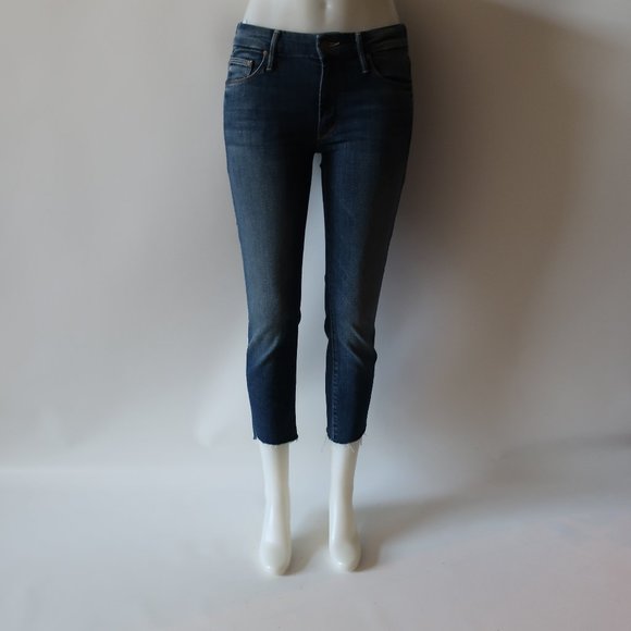 mother the looker ankle step fray jeans